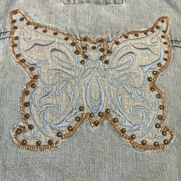D. Jeans Sleeveless Cropped Vest With Butterfly Back Embellishments Junior Large - Picture 8 of 11